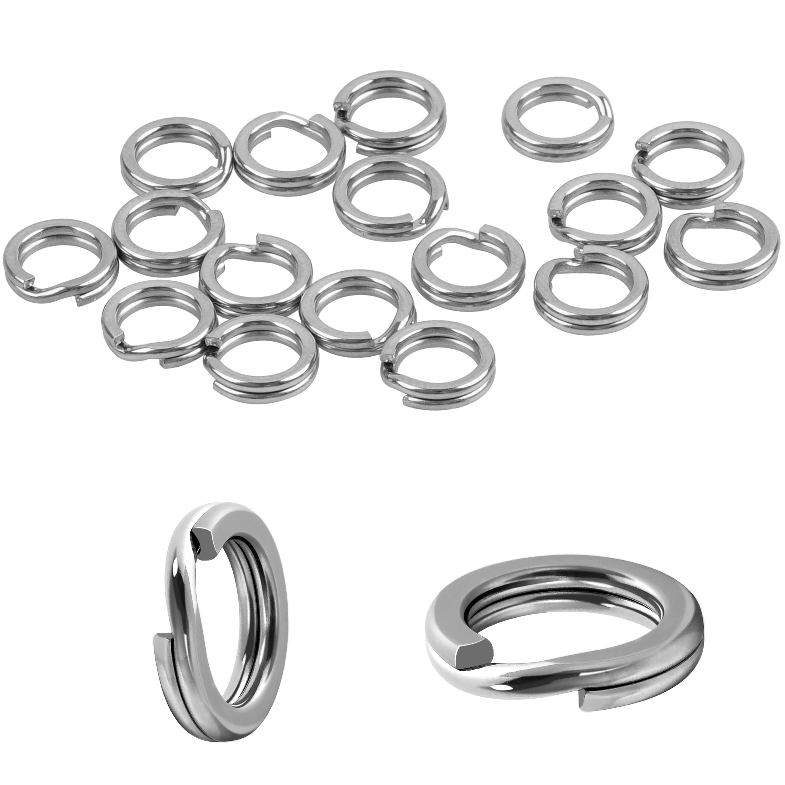Stainless Steel Fishing Split Rings High Strength Double Loop Flat Split Rings Lure Connector Solid Rings Fishing Tackle for Jigging Trolling Freshwater Saltwater Fishing (5.5mm-80pcs)