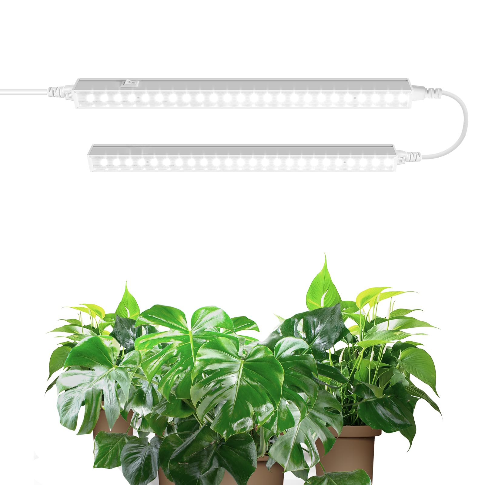Barrina T5 1FT Grow Light Strip, 5000K White Plant Growing Lamp, 10W(2 x 5W) Linkable Full Spectrum Grow Lights for Indoor Plants, Plug and Play, Greenhouse, 2 Packs