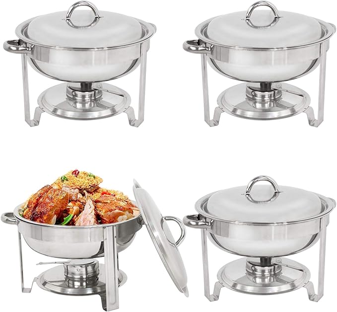 Oteymart Chafing Dish Pack of 4 Chafer Full Size 5 Quart