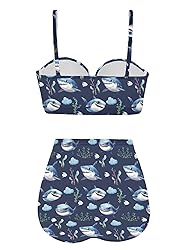 Howilath Women Bikini Set Blue Cartoon Sharks