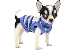 LOPHIPETS 100% Cotton Striped Dog Shirts for Small Dogs Chihuahua Puppy Clothes Tank Vest-Blue and Gray Strips/XS