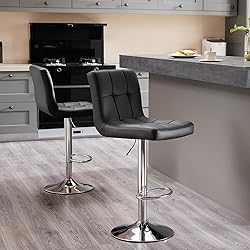 Sweetcrispy Bar Stools Set of 4, PU Leather