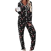 Ekouaer Women's Pajama Sets Long Sleeve Sleepwear Comfy Button Down Nightwear Long Pants Pjs Lounge Set with Pockets S-XXL