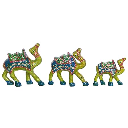 Jaipuri Haat Handicrafted set of 3 showpiece Camel for decoration and Gift purpose (10X10Cm ,9X 9Cm ,8X 8Cm)