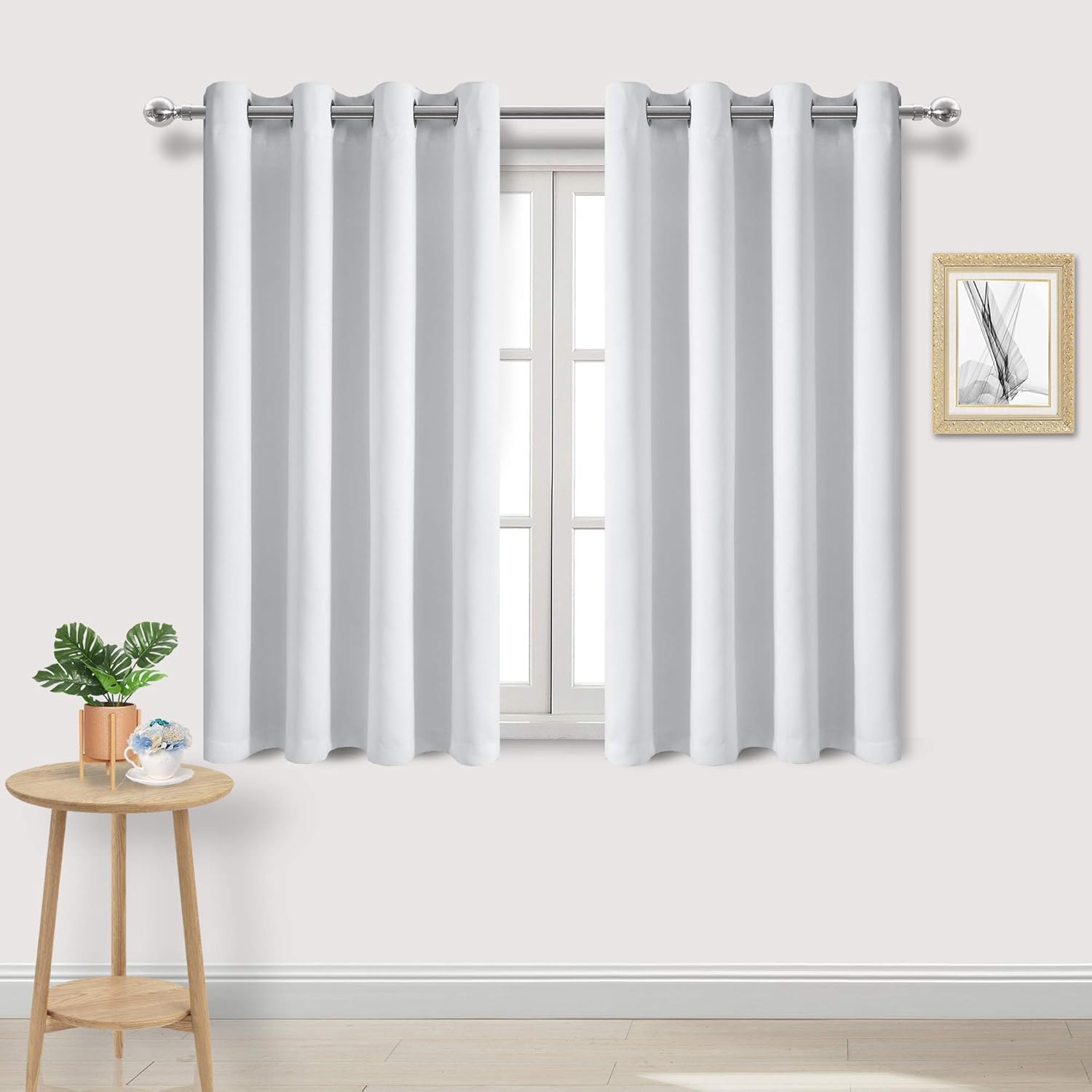 DWCN Greyish White Blackout Curtains Block Light Room Darkening Thermal Insulated Grommet Window