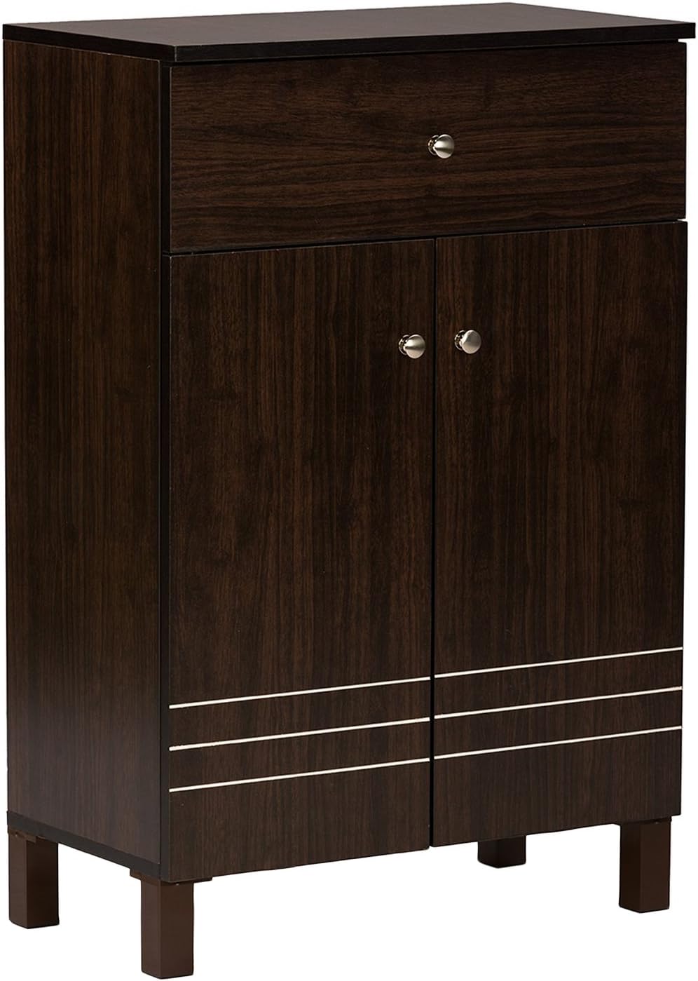 slim shoe storage cabinets on Amazon Com Baxton Studio Wholesale Interiors Felda Dark Brown Modern Shoe Cabinet With 2 Doors And Drawer Furniture Decor