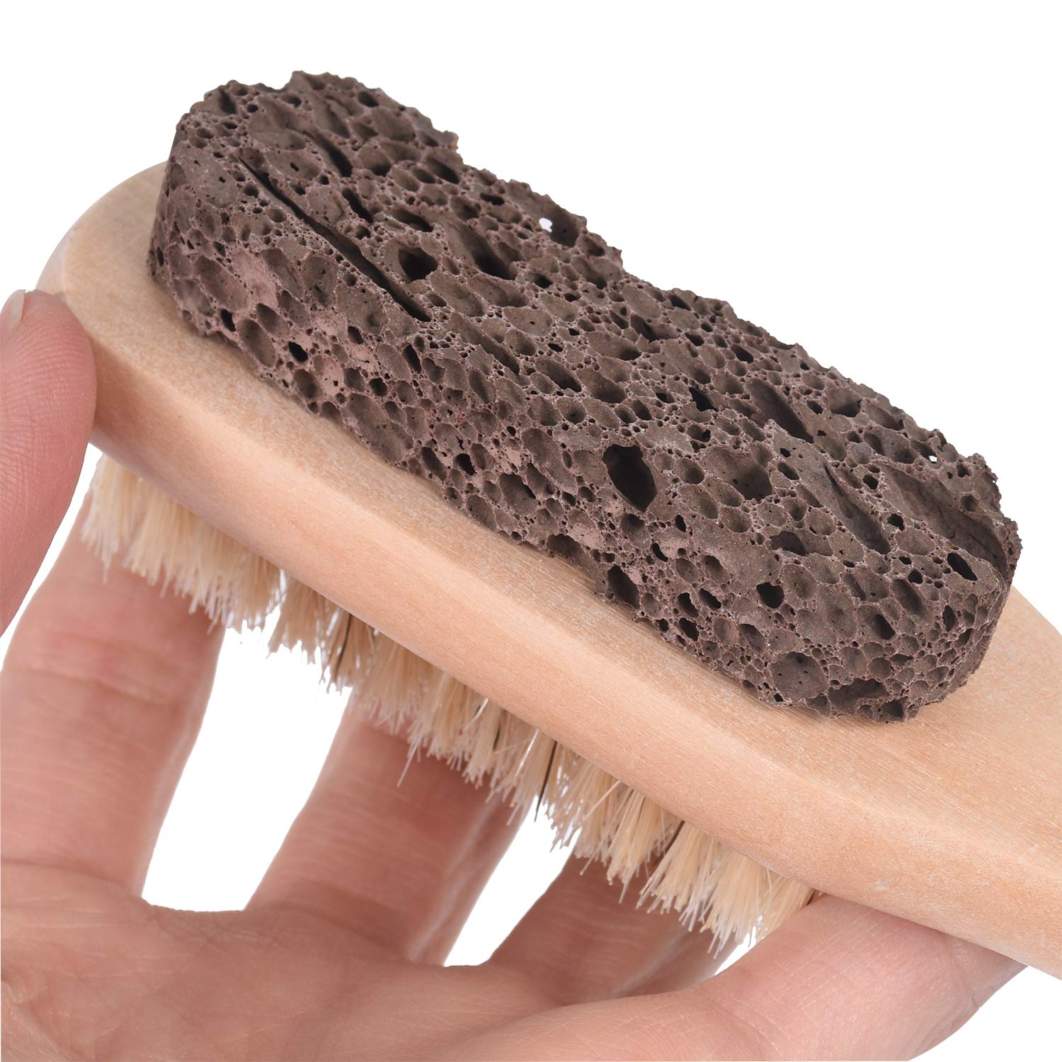 Foot Natural Bristle Brush Stone Pumice Combo with Rope wooden handle Exfoliator Pedicures Calluses Remover SPA Callus Remover with Wood Handle for Foot File: Beauty