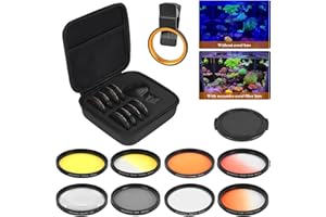 WERAMICS Coral Lens Aquarium Reef Filter Lens Kits for Phone 8 Coral Lenses Kit Including Orange Gradual-Orange Yellow Gradual-Yellow Pink Macro Start and Polarized CPL len