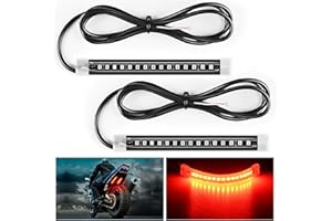 Nilight 2PCS 5Inch LED Motorcycle Turn Signal Running Brake Stop Tail Light Strips Red Beam Flexible Bend Adhesive Universal 
