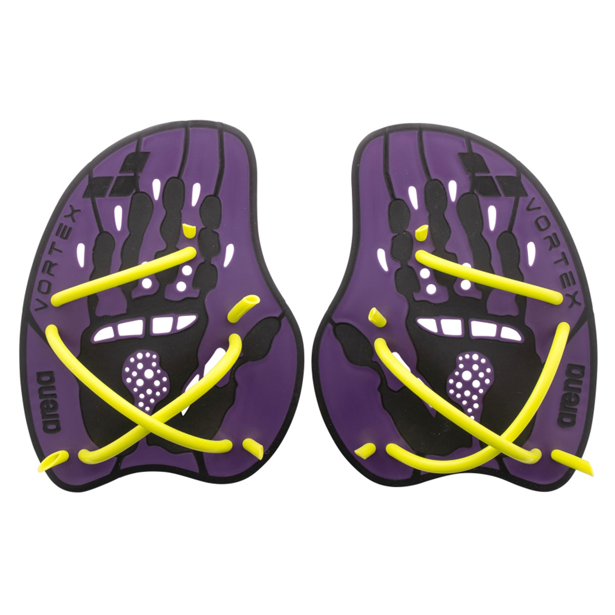 Photo 1 of Arena Unisex Adult Vortex Evolution Swimming Hand Paddles for Women and Men Adjustable Straps Curved Design, Plum/Arctic Lime, Medium