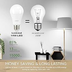 Linkind A19 LED Light Bulb, 100W Equivalent Light