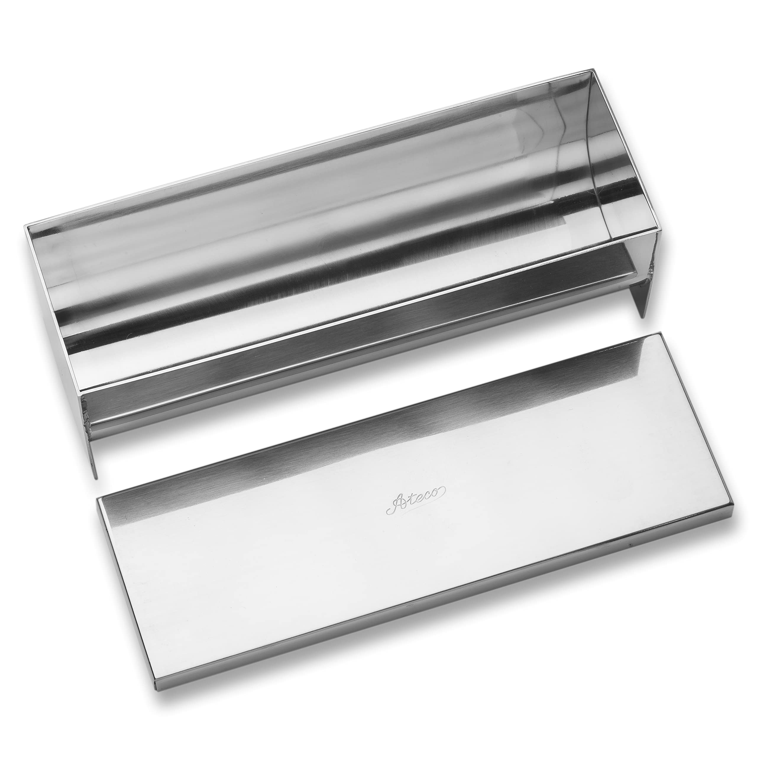 Ateco Rectangular Mold and Cover with Round Bottom, Stainless Steel