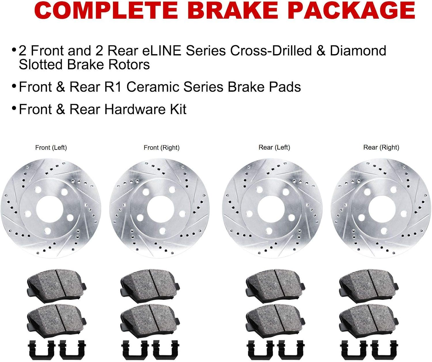 For 20092014 Acura TL Front Rear Drill/Slot Brake Rotors+Ceramic Brake Pads Brake Kits 321