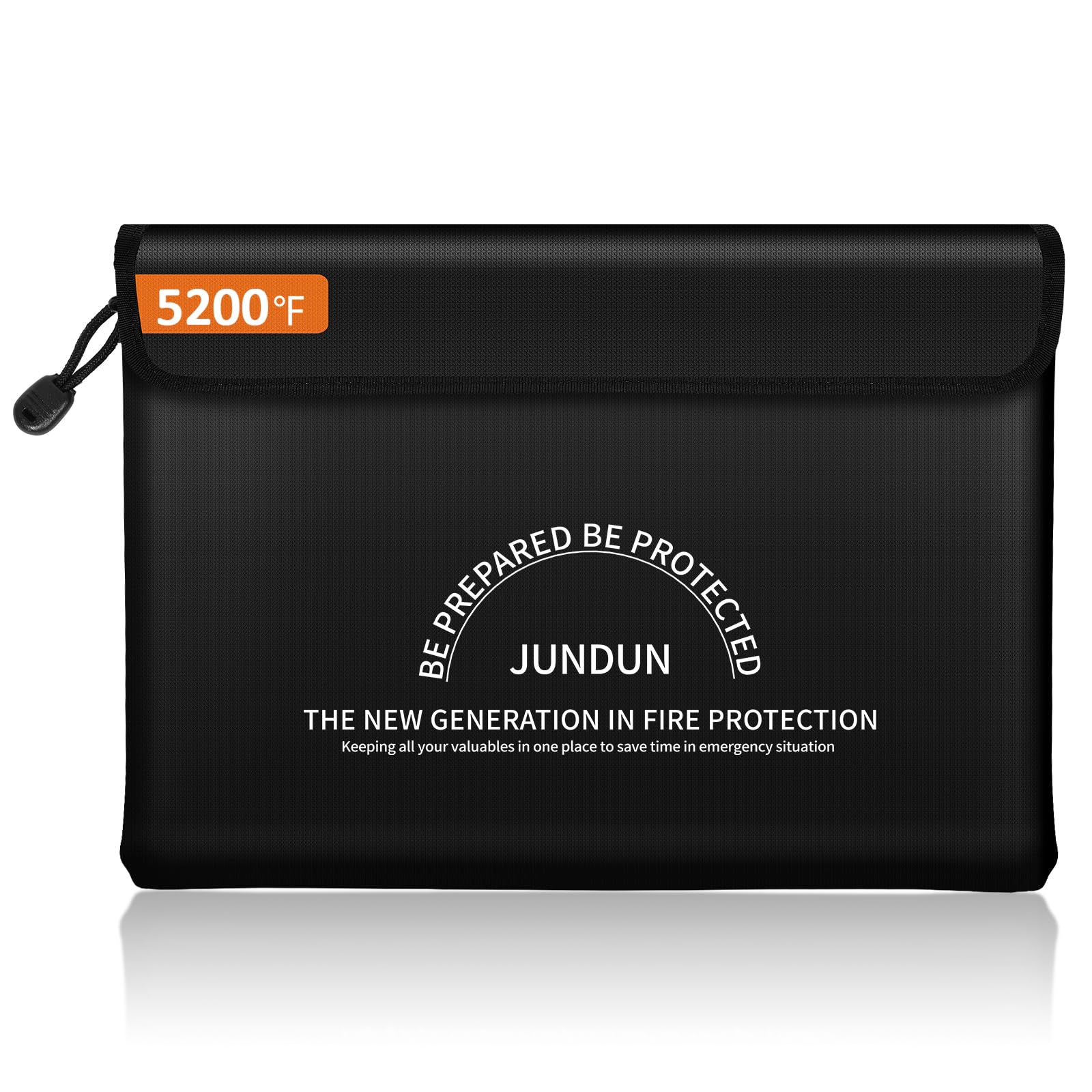 JUNDUN Fireproof Document Bag with 5200℉ Heat Insulated,14.0”x10.4” Waterproof and Fireproof Money Bag,8 Layers Thickened Fire Safe Storage Bag Pouch with Zipper for Document,Money and Cash