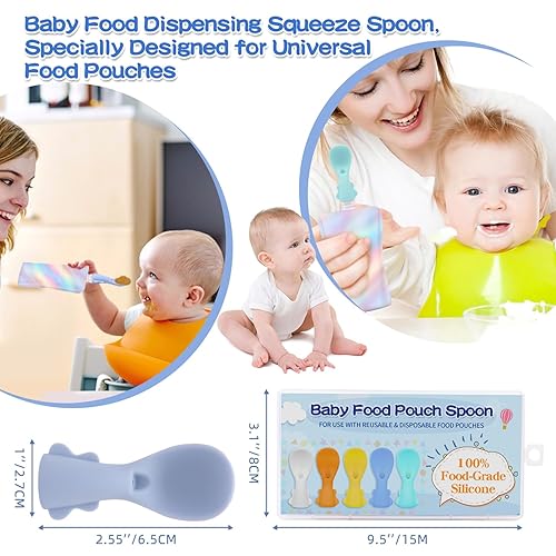 Infant Feeding Essentials Baby Food Pouches Attachable Toppers: Seamless,  Non-Drip Spoons for Baby's Diet, C