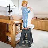 Rainberg 18 Inch Folding Step Stool Heavy Duty 350 lbs Carry Handle Black view 2