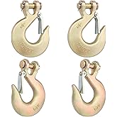 GENHAKON 4 Pack 1/2 inch Forged Steel Clevis Slip Hook with Safety Latch, Heavy Duty G70 Clevis Grab Hook for Towing and Winch, 4t Capacity, 1.4 Inch Opening