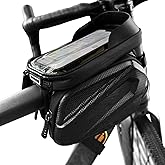 eooezj Bike Frame Bag - 2.73L Detachable Touchscreen Pouch w/EVA Hardcase & 360° Swivel, Waterproof Top Tube Bike Bag/Handlebar Mount for iPhone/Samsung up to 7" - MTB/Road/Ebike Accessories