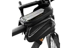 Bike Frame Bag - 2.73L Detachable Touchscreen Pouch with EVA Hardcase & 360° Swivel, Waterproof Top Tube Bike Bag/Handlebar M