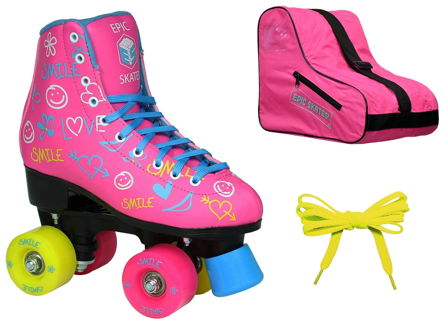 Blush 3個 インドア B077gd1l76 クァッドローラースケート 子供用 バンドル Youth アウトドア 03 Epic ハイトップ インライン ローラースケート 数量限定価格