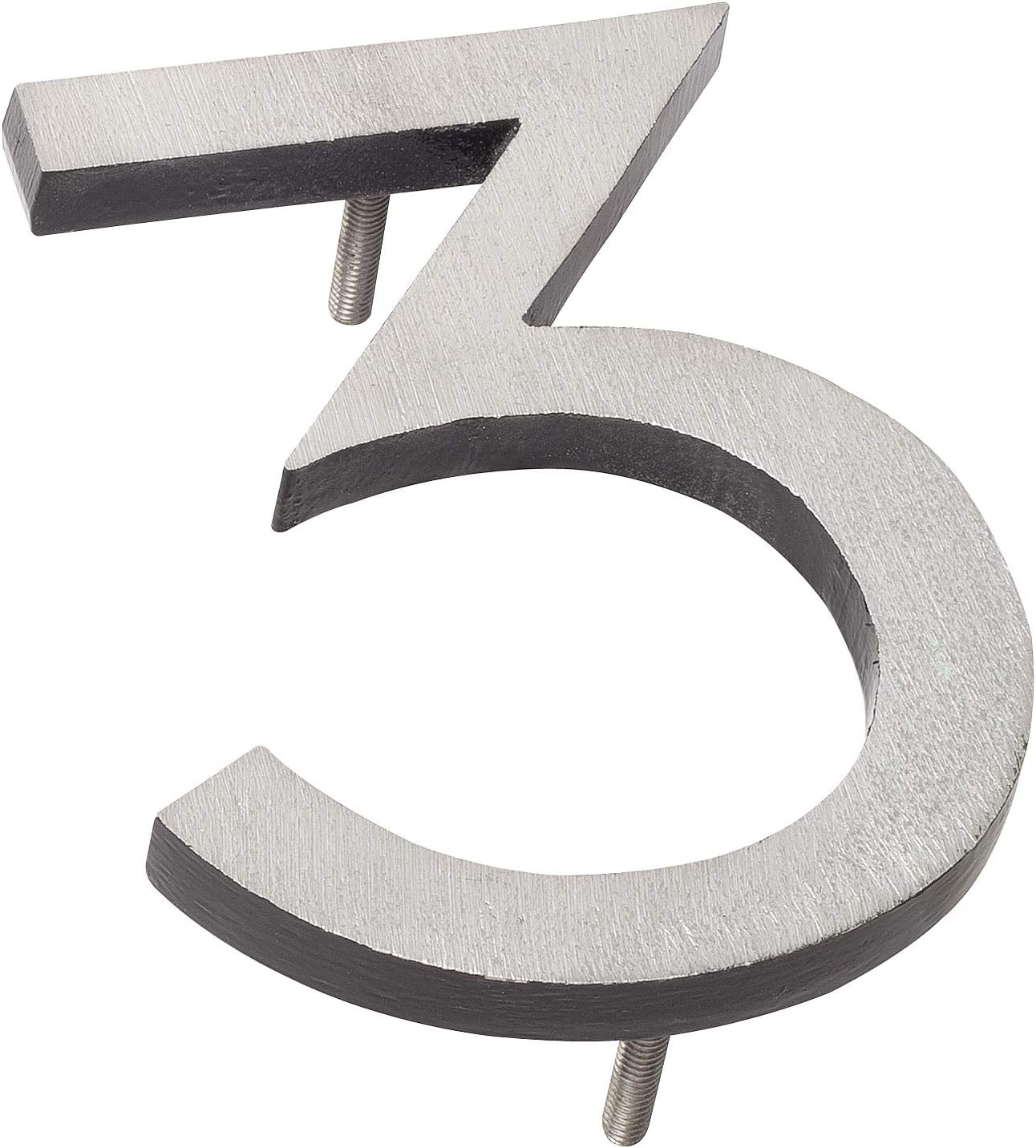 Address Signs - Montague Metal Products MHN-06-F-BK2-3 Solid Brushed Aluminum Modern Floating Address House Numbers, 6