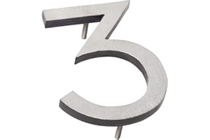 Montague Metal Products MHN-06-F-BK2-3 Solid Brushed Aluminum Modern Floating Address House Numbers, 6", Satin Nickel Powder Coated Black Two-Tone