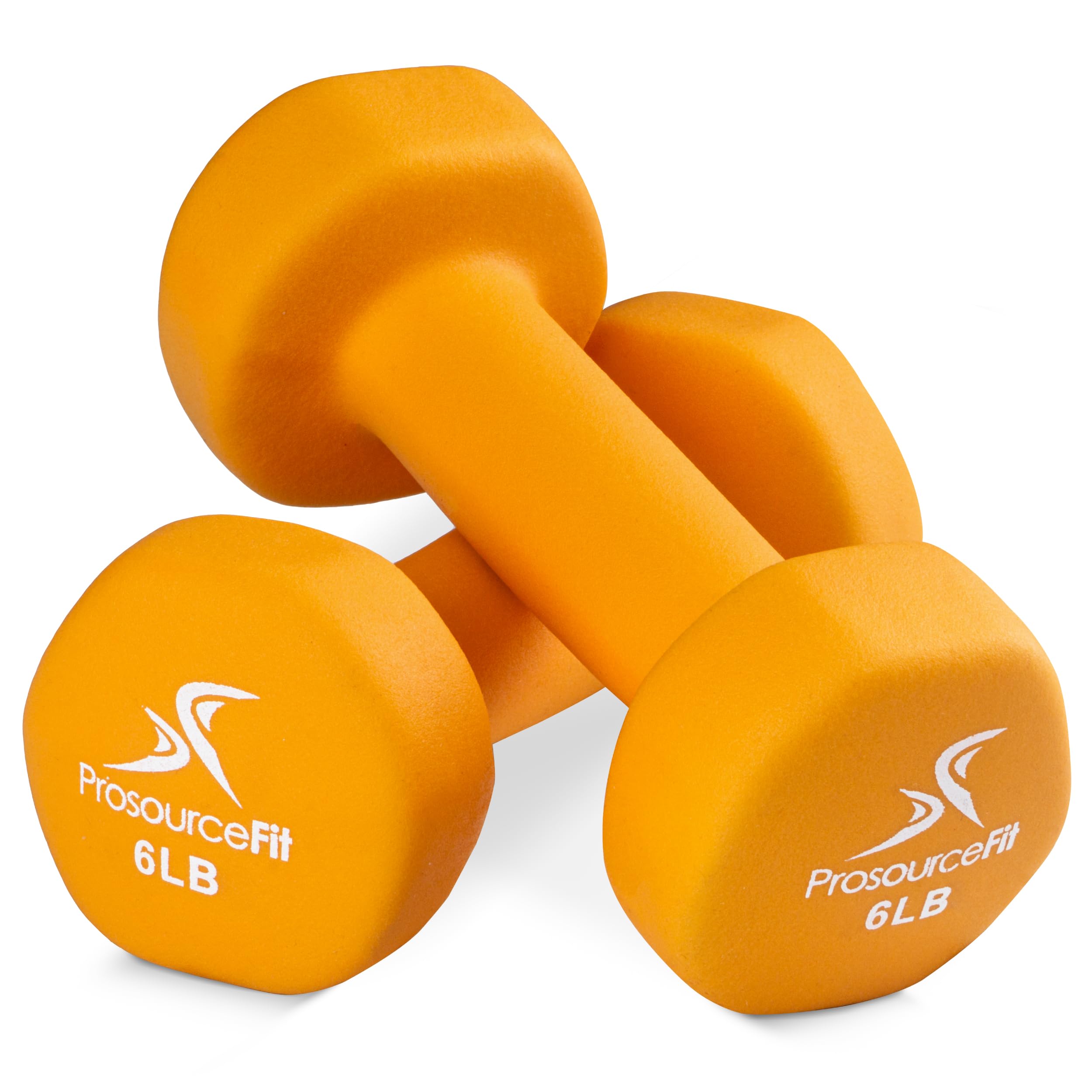 ProsourceFit Neoprene Dumbbell Coated for Non-Slip Grip, 6 lb, Orange