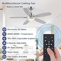 Hounberi 50inch Brushed Nickel Ceiling Fan with