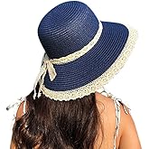 Breathable Summer Straw Hat Foldable UV Protection Bowknot Wide Brim Floppy Beach Sun Visor Hats for Women