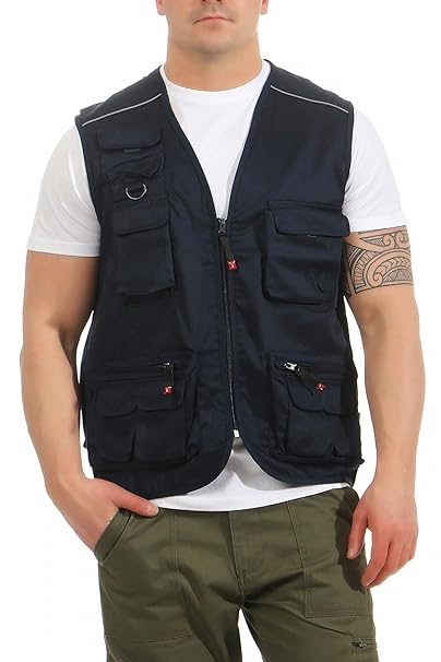 Mivaro Herren Safari-Weste mit vielen praktischen Taschen, funktionale Arbeitsweste, Outdoor-Weste