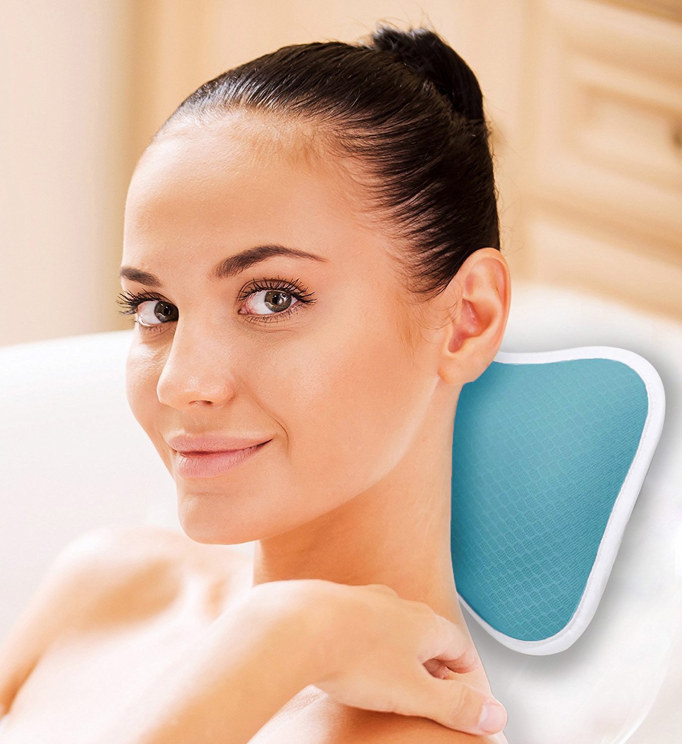 Comfortable Bath Pillow with Suction Cups, Supports Neck and Shoulders Home Spa Pillows for Bathtub, Hot Tub, Jacuzzi, Bathtub Head Rest Pillow Relax & Comfy - Blue : Beauty