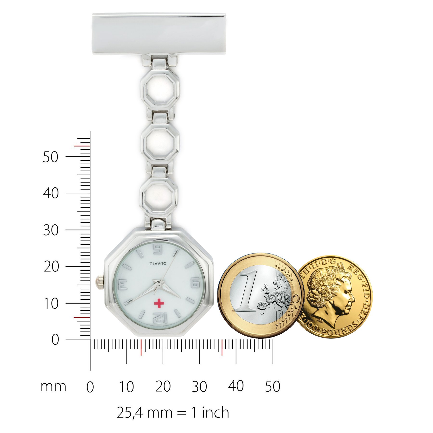 Sewor Medical Personnel en forme de coeur Band montre de poche 2 pcs à suspendre avec Deep Blue Marque Cuir Boîte cadeau idéal (Octogone)