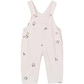 Korago Baby Girl Overalls Corduroy with Floral Embroidery,Beige Toddler Jumpsuit Romper,Soft Overall for Girls (6 Months-3T)