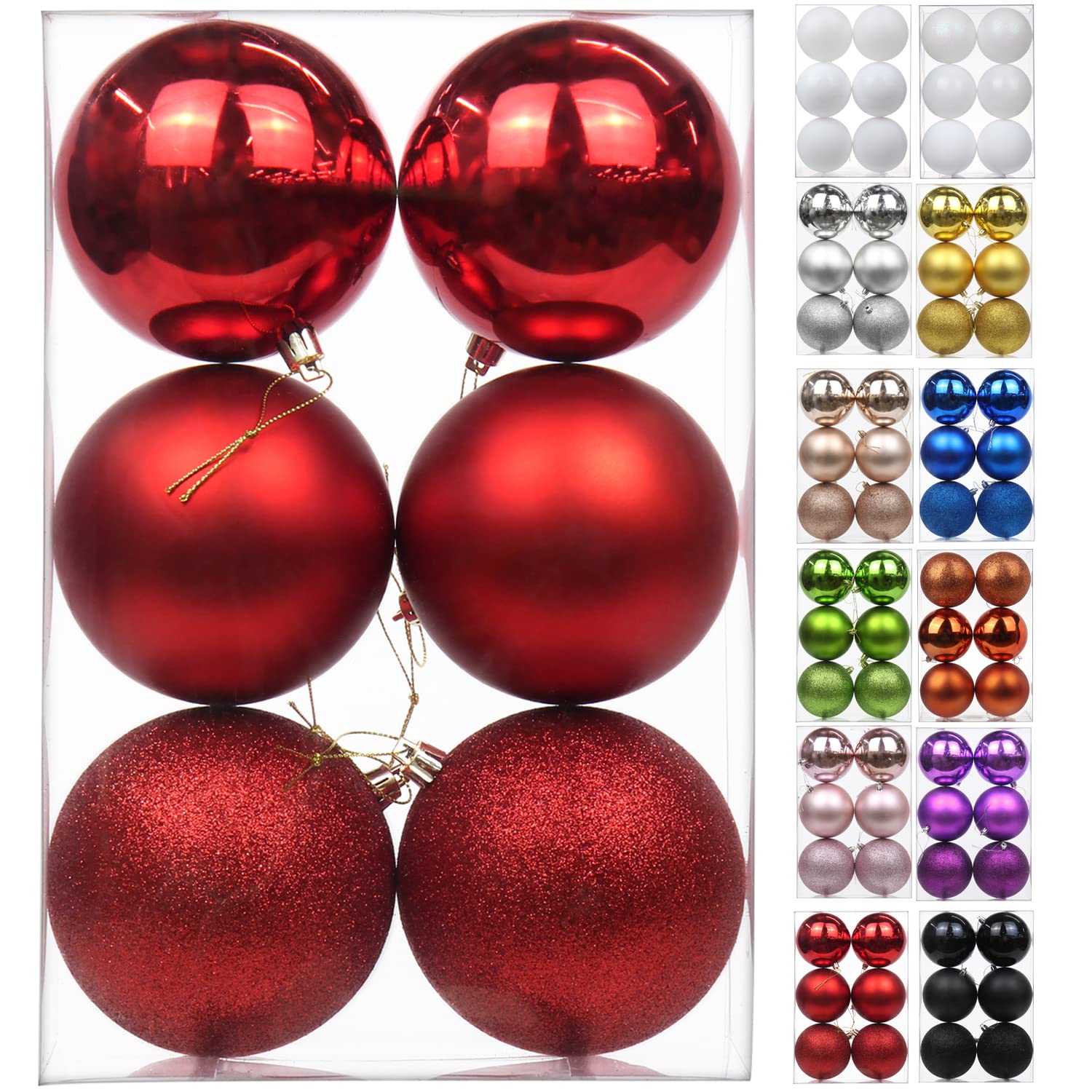Briful 6PCS 10CM Christmas Baubles, Christmas Tree Decorations Xmas Hanging Ornaments Small Shatterproof Balls for Home Festival Gifts Xmas Decorations