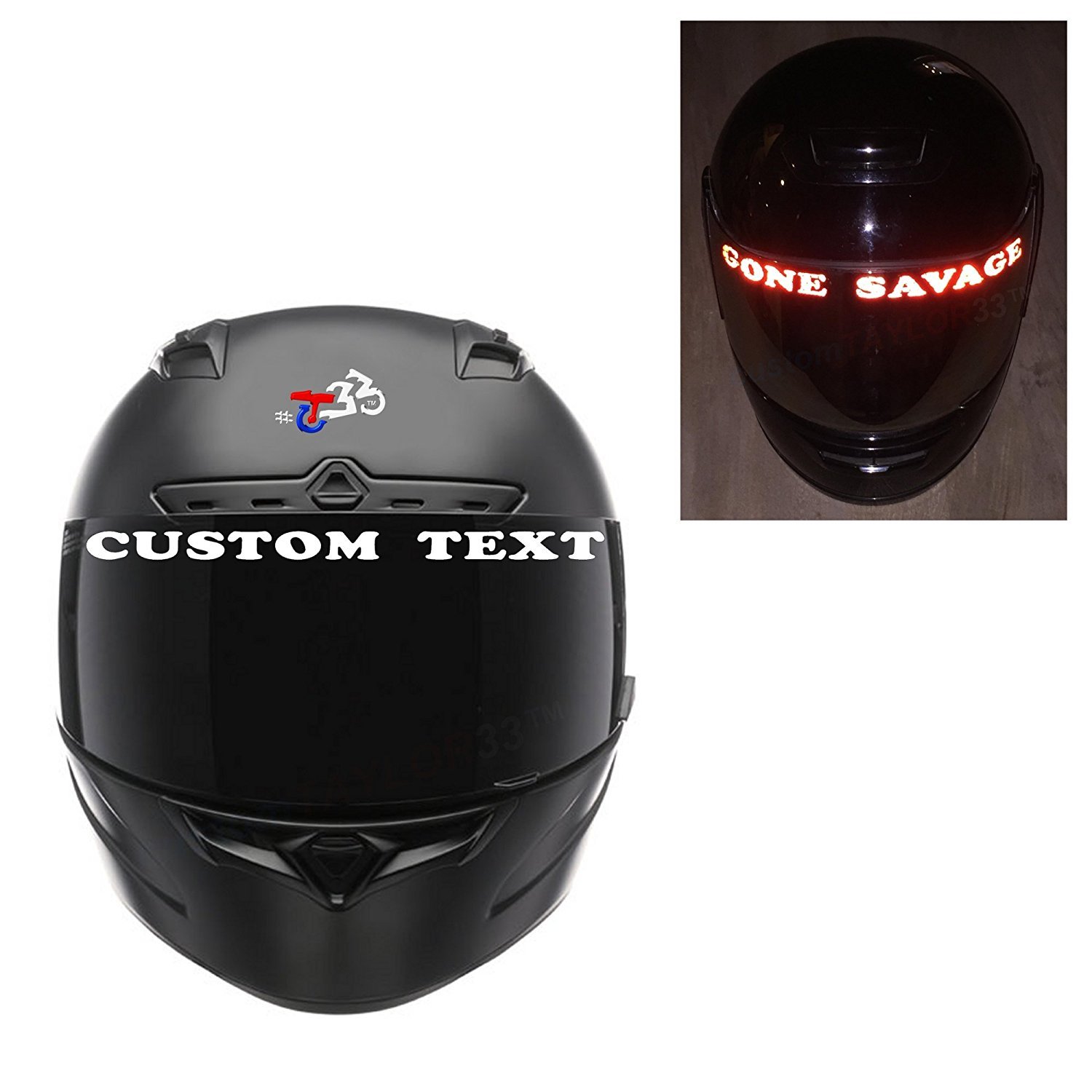 customTAYLOR33 Reflective Helmet Visor Decals (Many Styles