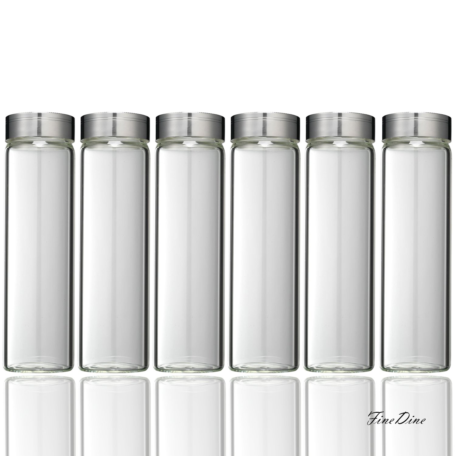 FineDine Premium Borosilicate Glass Water Bottles With