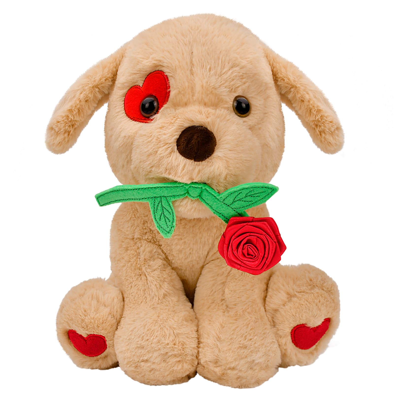 Photo 1 of Valentines Day Gifts for Her: 10 inch Funny Cute Plush Dog with Rose for Wife Fiancée Girlfriend Women Mom Kids Naughty Valentine's Stuffed Animals Romantic Gifts for Birthday Wedding Anniversary Xmas