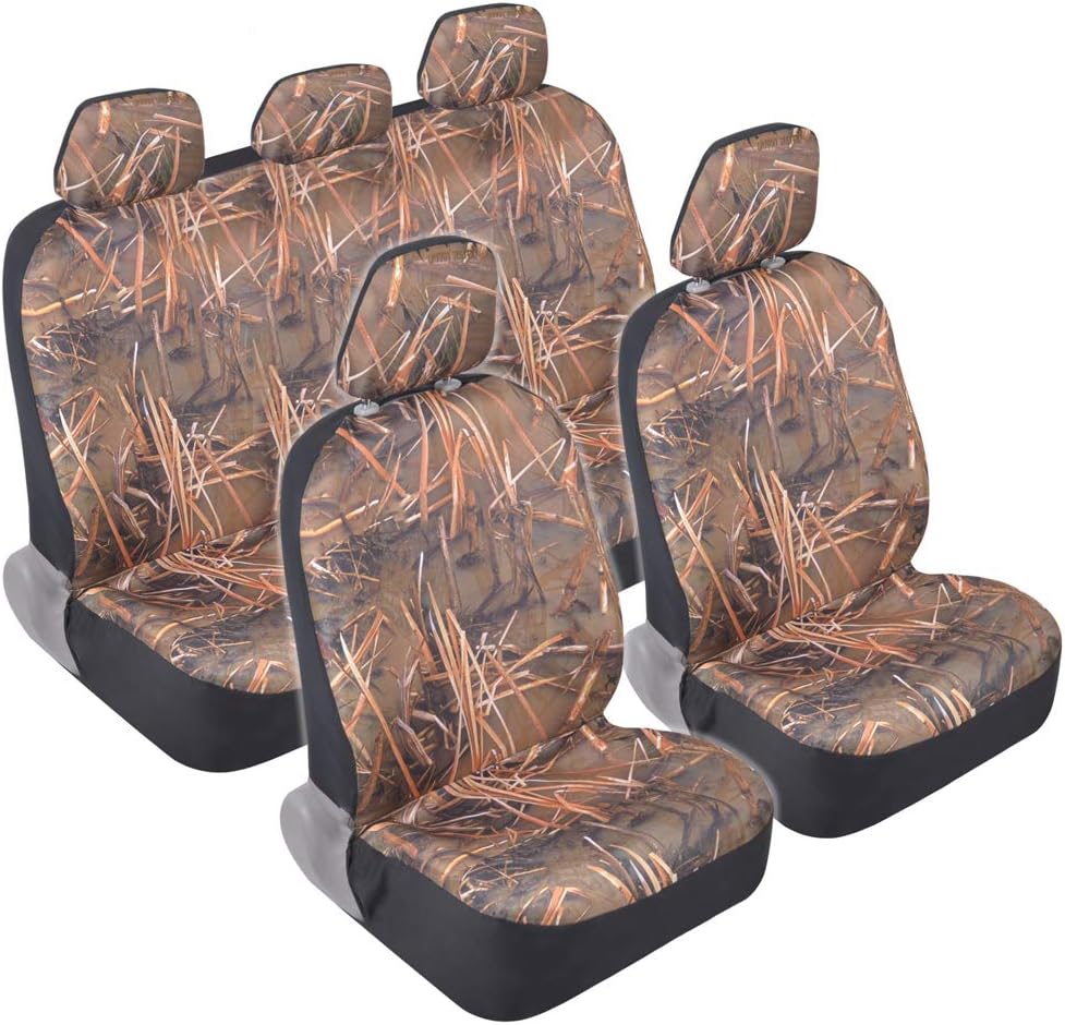 BDK Camo Car Seat Covers - Full 9 Piece Set - Waterproof Protection for Car Truck SUV Van - Camouflage (Muddy Water)