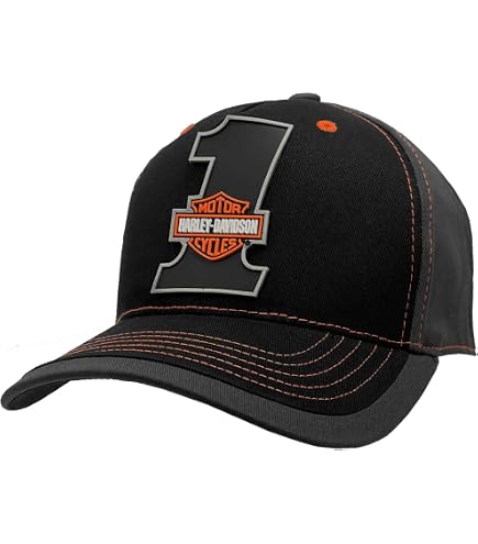 Harley-Davidson Men's Embroidered #1 RWB One Stretch Fit Baseball