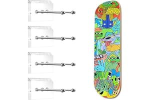 AOLABELA 4Pcs Acrylic Skateboard Wall Mount,Skateboard Wall Rack,Skateboard Hanger,Display Your Skis Snowboards Scooters Longboards