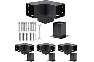 YVHFWOY 4x4 Pergola Kit,Pergola Brackets 3-Way Right Angle Corner Bracket and Post Base with Black Powder Coated, Modular Sizing Woodworks DIY Pergola Kit, Outdoor Pergola/Gazebo Hardware for 4x4 Lumber…………