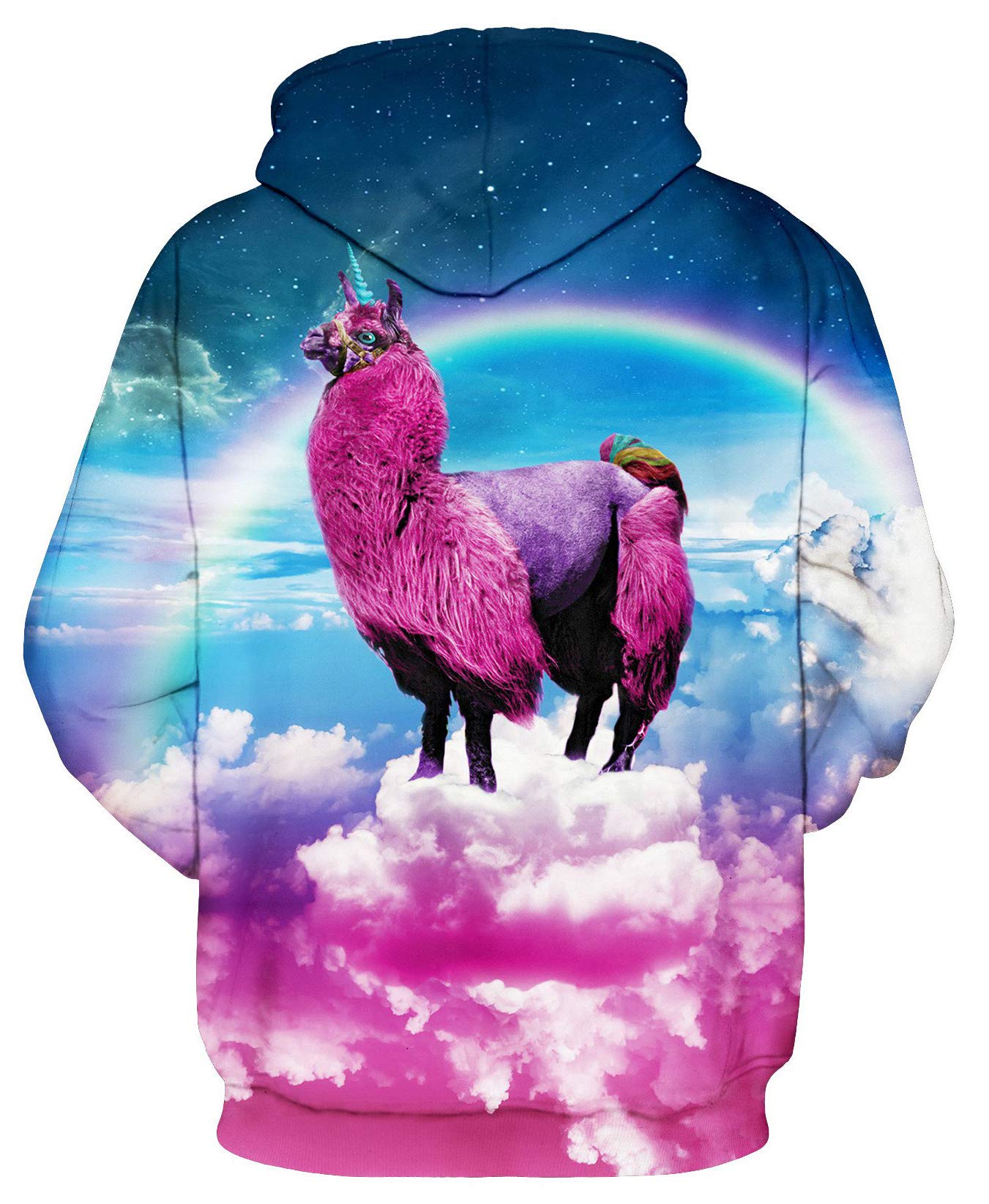 Men\'s 3D Pullover Hoodies Women Casual Party Pink Alpaca Sweatshirts Leisure Club Rainbow Hooded Hoodies Jackets Cute Adorable Hoodies for Adults Junior Boys Girls Small/Medium