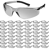 Queekay 50 Pcs Safety Glasses Impact UV Scratch Glasses Bulk Eye Protection for Men Working Lab Construction Science(Gray)