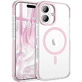 BENTOBEN Magnetic for iPhone 17 6.3" Case, Compatible with Magsafe Military Shockproof Protective Bumper Cute Transparent Slim Anti-Yellowing Women Girl Men Phone Case for iPhone 17 Cover, Clear Pink