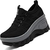 HBXDEIA Women's Chunky Platform Wedge Walking Shoes Comfort Orthopedic Fashion Knitted Breathable Sneakers for Ladies