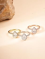 Oivley 2CT Pear Shaped Engagement Rings for Women