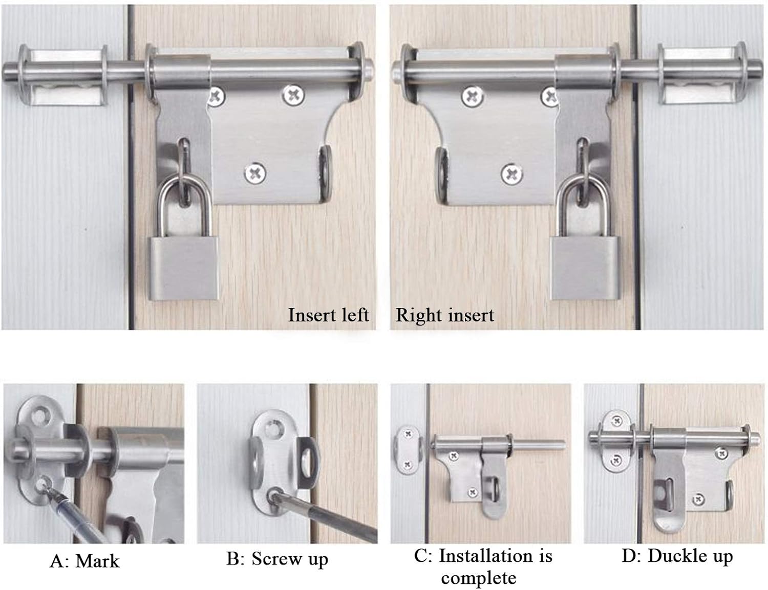 Door Bolts, 2 Pieces Stainless Steel Latch Sliding Door Lock, Surface Mounted Slide Bolt For All - View #7