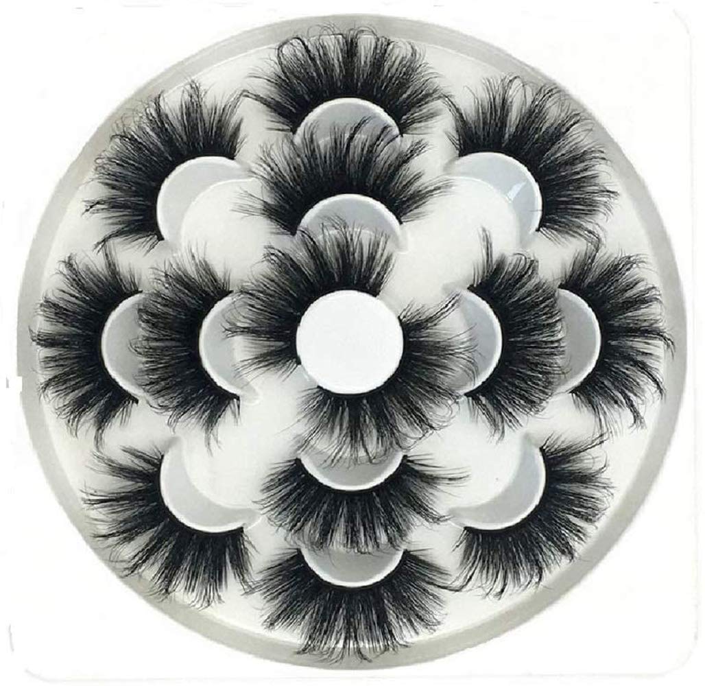 OCHILIMA 25mm Lashes Handmade Strip Eyelashes Dramatic Long Soft Wispy 6D 8D False Eyelashes for Women Bold Makeup 7 Pairs (8D 25mm Lashes)