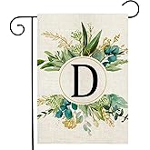 Monogram Garden Flag For Outside, Monogram Letter D Garden Flags 12x18 Double Sided Floral Spring Garden Flags Family Last Name Initial Small Burlap Flag For Yard And Garden Decor (D)