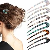 6 Pieces French Style Hair Pins U Shaped Hairpin Acetate Hair Sticks Forks Tortoise Shell Hair Fork Sticks, Leopard Chignon Pin Hair Accessories for Women Girls